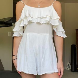 White ruffle romper